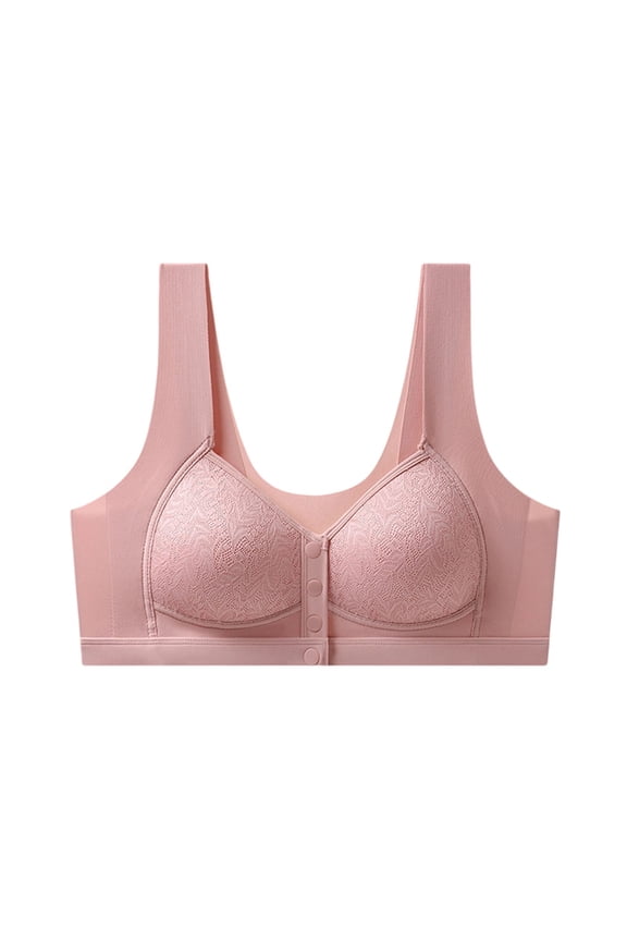 Front Closure Bra Full Coverage Seamless Wireless Comfort Supportive Everyday T Shirt Soft Padded Underwear, M, Brick Red