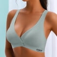 thumbnail image 1 of Front Closure Bra for Women Plunge Deep V Wireless Bra Lightweight Low Cut Push Up Padded Bralette with Support and Lift Soft Breathable Seamless Everyday Brassiere, Mint Green L, 1 of 8