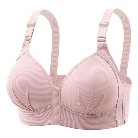 Amvlyk Front Closure Bra for Women Wireless Comfort Convenient Push Up Snap Closing Bra with Adjustable Straps Seamless Soft Full Coverage Front Buckle Bra for Everyday Running Walking Yoga Work
