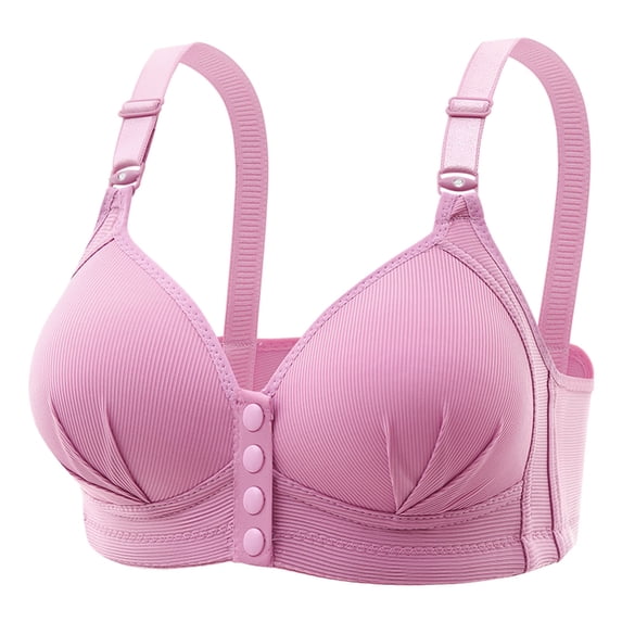 Amvlyk Front Closure Bra for Women Wireless Comfort Convenient Push Up Snap Closing Bra with Adjustable Straps Seamless Soft Full Coverage Front Buckle Bra for Everyday Running Walking Yoga Work