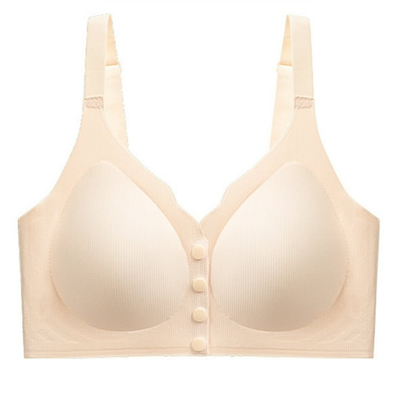Amvlyk Front Closure Bra for Women Wireless Comfort Convenient Push Up Snap Closing Bra with Adjustable Straps Seamless Soft Full Coverage Front Buckle Bra for Everyday Walking Yoga Work