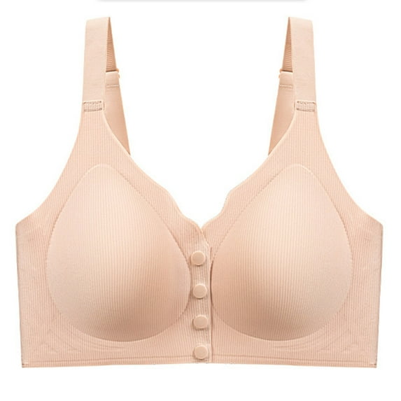 Amvlyk Front Closure Bra for Women Wireless Comfort Convenient Push Up Snap Closing Bra with Adjustable Straps Seamless Soft Full Coverage Front Buckle Bra for Everyday Walking Yoga Work
