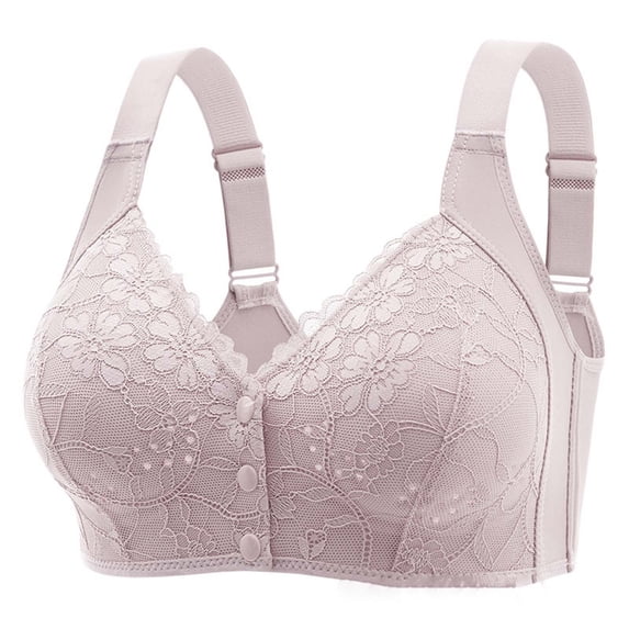 Xugsiok Front Closure Bra for Women Wireless Comfort Convenient Push Up Snap Closing Bra with Adjustable Straps Seamless Soft Full Coverage Front Buckle Bra for Everyday Walking Yoga Work