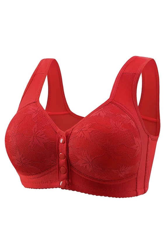 Front Closure Bra for Women Wireless Comfort Convenient Push Up Wide Shoulder Straps Snap Closing Bra Seamless Soft Full Coverage Front Buckle Bra for Everyday Running Walking Yoga Work