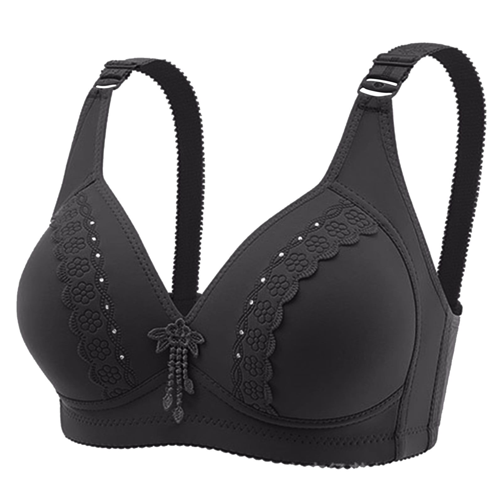 Front Closure Bra, Women's Sexy Middle Aged And Elderly Thin Without Steel  Ring Large Size And Comfortable Ventilate Shoulder Strap With Pendant  Accessories Bras, Wireless Push Up Bra 