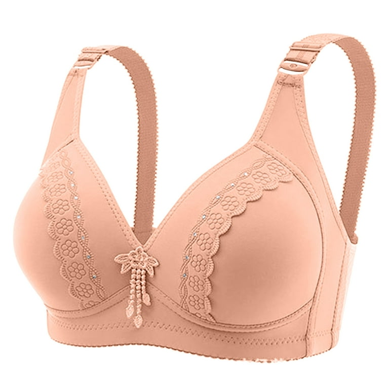 Front Closure Bra, Women's Sexy Middle Aged And Elderly Thin Without Steel  Ring Large Size And Comfortable Ventilate Shoulder Strap With Pendant