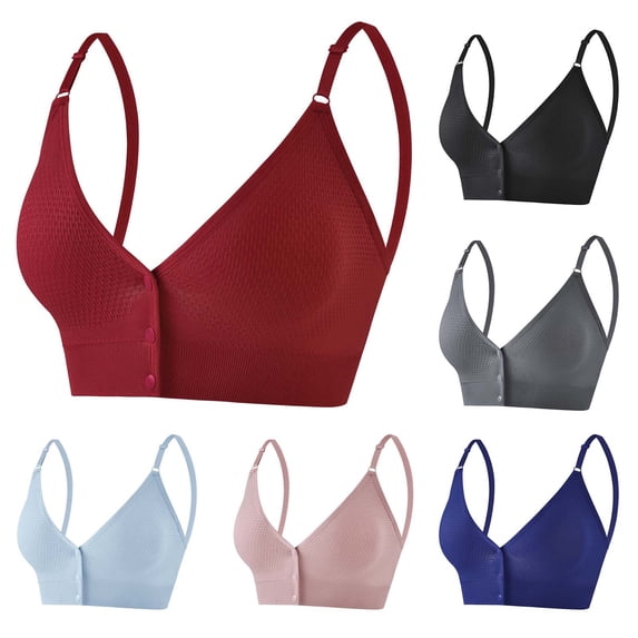 Front Closure Bra for Women, Full Coverage Wire Free Underwear with Removable Pads & Adjustable Straps, Back Smoothing Bra | VerBelle,Pink Free Size