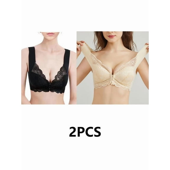 Front Closure Bra for Womens Lace Comfort Wireless Full Coverage Womans Sleep Bra
