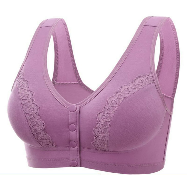 Front Closure Bras Breathable Wireless Cotton Bras Sleep Bras For Women  40/90 Deep Purple 