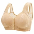 thumbnail image 1 of Front Closure Bras Compression Bra Full Coverage Bras Wireless Bras Plus Size Bra Sleep Bras Bras for Women No Underwire Front Clasp Bras For Senior Women Bralettes for Women Beige, 1 of 2