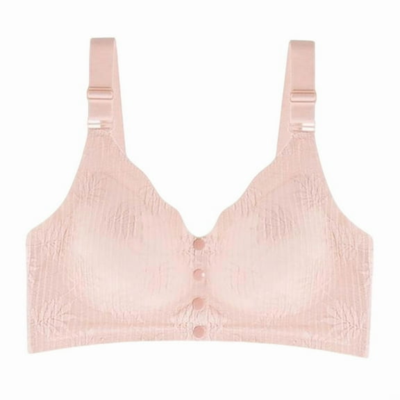 Front Closure Bras For Women Wirefree Push Up Supportive Bralettes Plus Size Breathable Comfy Brasiere Everyday Wear (XL, Pink)