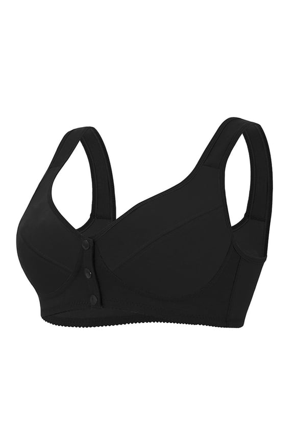 Front Closure Bras For Women Wireless Full-Freedom Bralette Comfortablr Supportive Everyday Wear Bra,Black,Medium