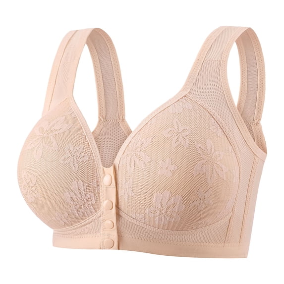 Front Closure Bras Front Closing Bras Plus Size Bra Front Clasp Bras Full Coverage Bras Compression Bra Lightweight Posture Support Bra Sleep Bras Tshirt Bra Front Fastening Bras Beige