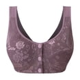 thumbnail image 1 of Front Closure Bras for Older Women Convenient Wireless Bra Breathable Bra Everyday Bras Full Coverage Bra Push up Anti-sagging Compression No Underwire Cotton Bra Wireless,Purple,36, 1 of 8
