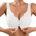 thumbnail image 1 of Front Closure Bras for Older Women Everyday Bras Sports Bras Seamless Bra Stretch No Underwire Sleep Bras Adjustable Front Closure Bras Sleep Bras Cotton Bra for Women Push up Bra,White,L, 1 of 7
