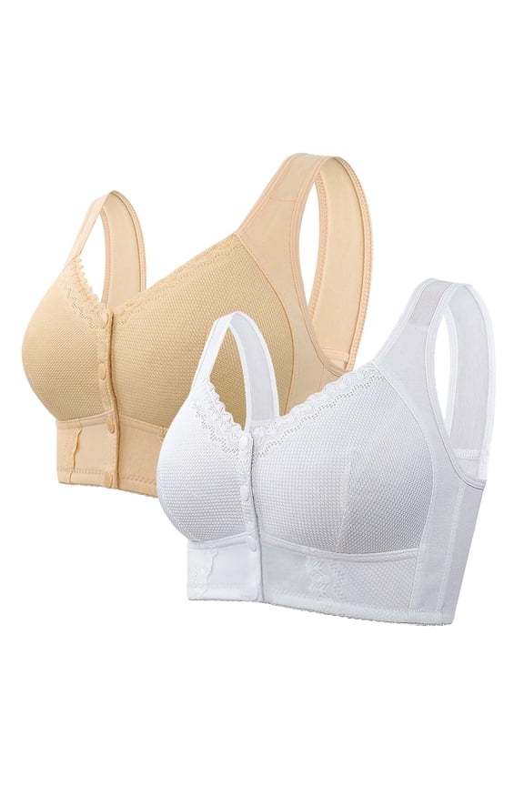 Front Closure Bras for Older Women Plus Size Full Coverage Bras Daily Wear Front Hook Bra Sleep Bralette Lifting Bra Cotton Bra for Women Seamless Bra Supportive Bra Everyday Bras Push up Br