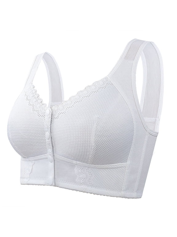 Front Closure Bras for Older Women Push up Bra Everyday Bras Comfort Bra Maternity Front Opening Bra Daily Wear Front Hook Bra Sleep Bras Sports Bras Plus Size Full Coverage Bras,White,58