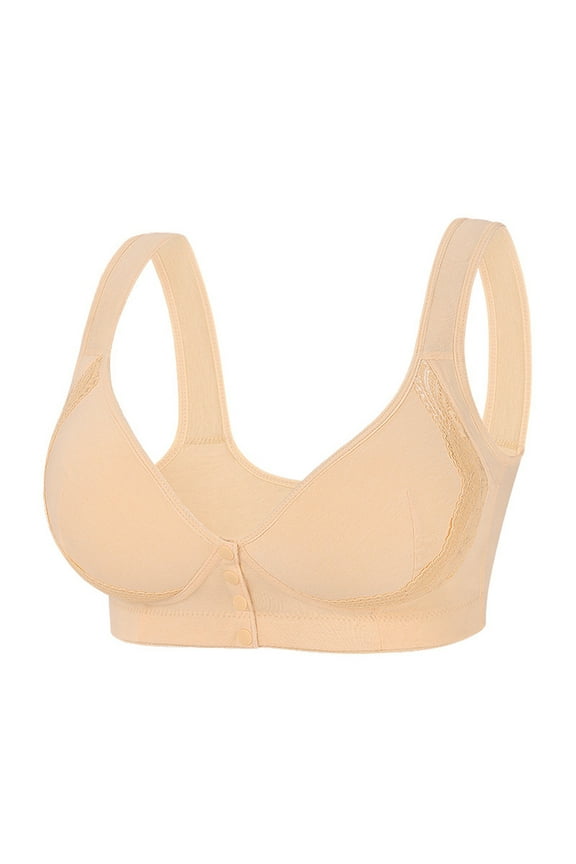 Front Closure Bras for Women, Audhol Oversize Front Closure Bras for Women Breathable Wireless Bras No Underwire Support Everyday Bras Womens Bras Front Closure Beige 42F