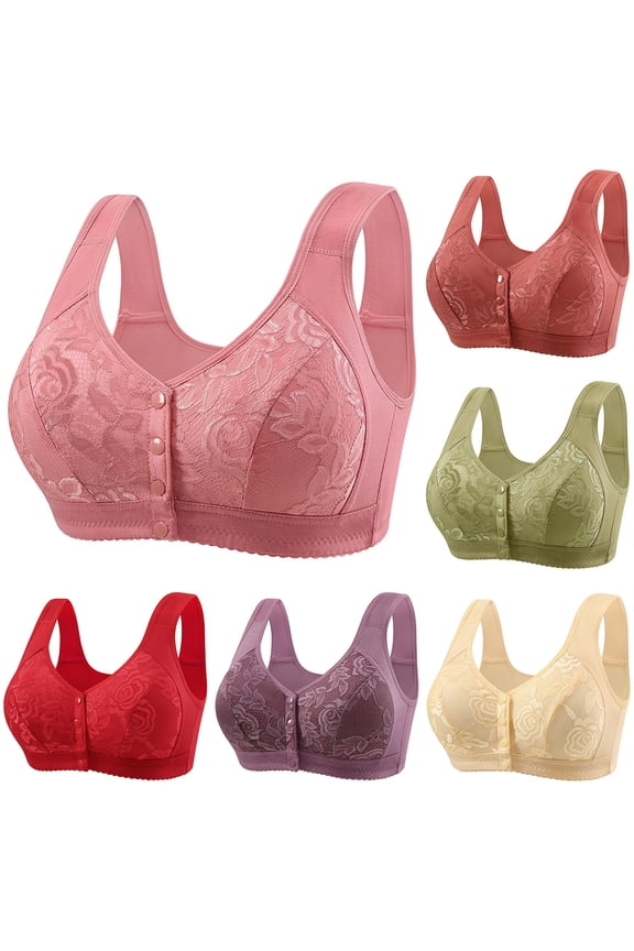 Front Closure Bras for Women Plus Size Full Coverage Minimizer Bra for Senior Comfortable Breathable Push Up Bralettes for Large Breast Green Bras,Size S-4XL