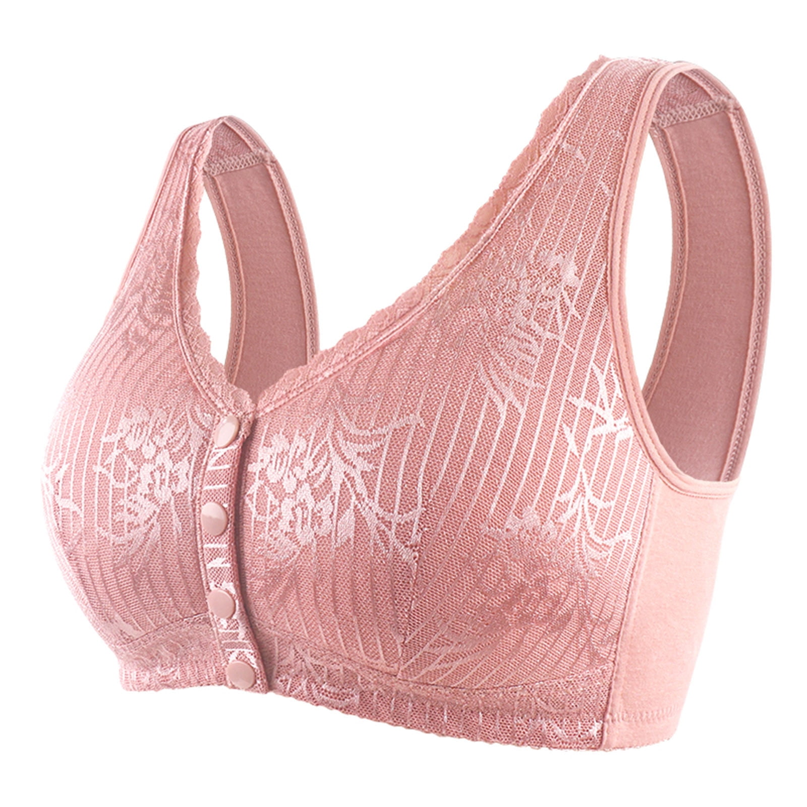 Comfort Choice Women's Plus Size Front Close Wireless Posture Bra Front- Close, Wide Adjustable Straps - 38 B, Pink Burst Lace at  Women's  Clothing store