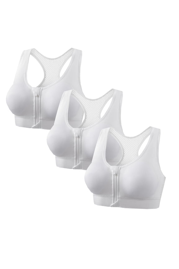 Front Closure Bras Women Plus Size New 3 Pack Sport Bras for Women Front Zipper Wireless Workout Yoga Bras Plus Size Padded Racerback High Support Bra