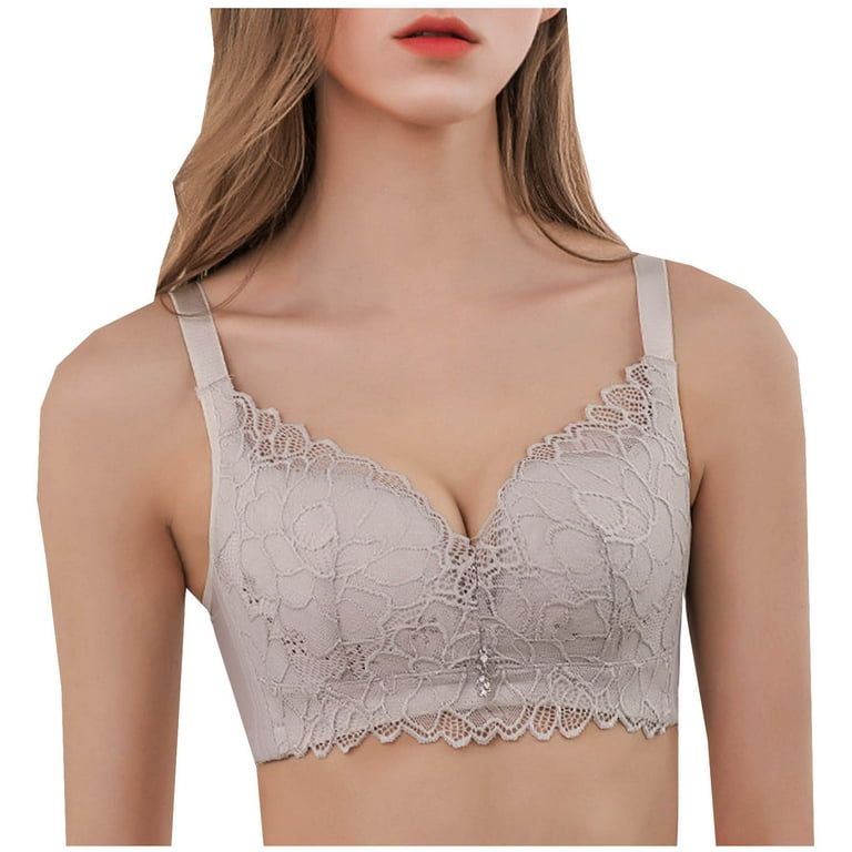 Front Closure Bras for Women Women's Plus Size Floral Lace Bra No Steel  Ring Push Up Underwear Vest-Style Sleep Bra Backless Sports Bra High Impact