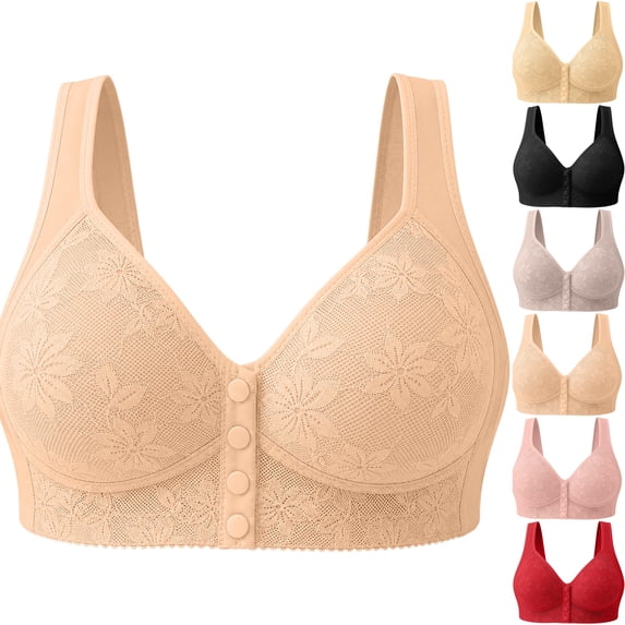 Front Closure Bras for Large Bust Women Wireless Bra Full Coverage ...