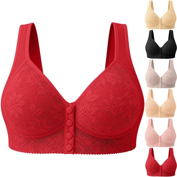 Front Closure Bras for Large Bust Women Wireless Bra Full Coverage ...