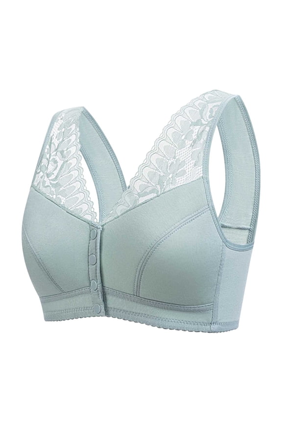 Front Closure Bras for Odler Women Gathering Plush Size Bras Thin Cup Wireless Bras Full Coverage T-Shirt Bralettes