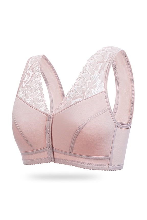 Front Closure Bras for Odler Women Gathering Plush Size Bras Thin Cup Wireless Bras Full Coverage T-Shirt Bralettes