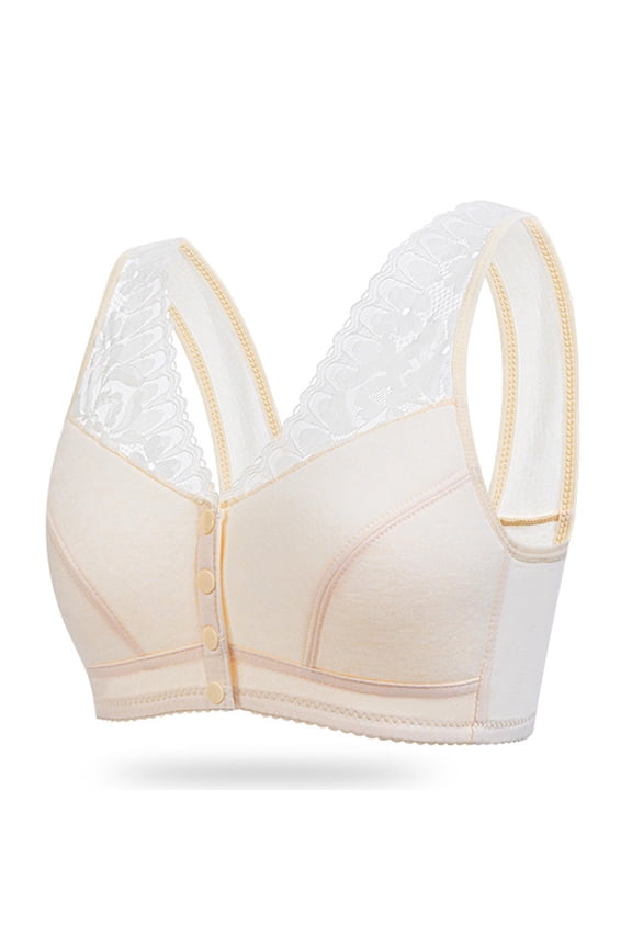 Front Closure Bras for Odler Women Gathering Plush Size Bras Thin Cup Wireless Bras Full Coverage T-Shirt Bralettes