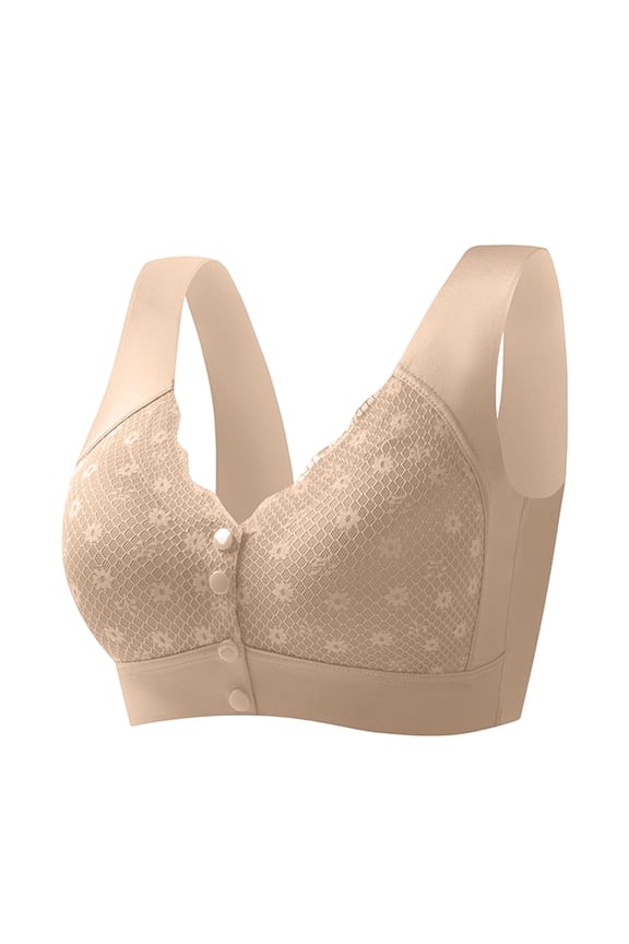 Front Closure Bras for Older Women 2025 Zipper Up - No Underwire Full Coverage Bra, Plus Size Breathable Wireless Push Up Comfy Everyday Wear