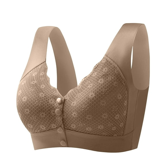 Front Closure Bras for Older Women 2025 Zipper Up - No Underwire Full Coverage Bra, Plus Size Breathable Wireless Push Up Comfy Everyday Wear