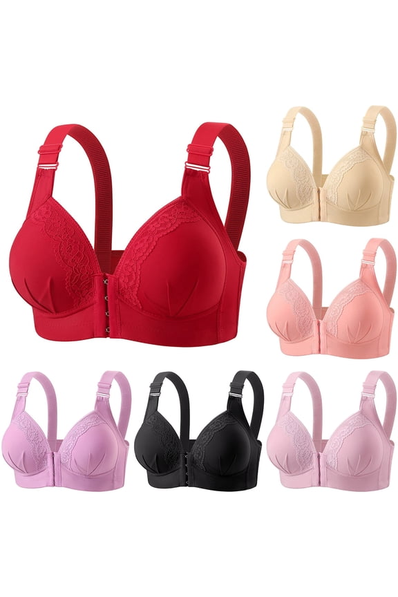 Front Closure Bras for Older Women Adjustable Straps High Racerback Bra Soft Breathable Comfort Wireless Bra Light Purple, Size 46