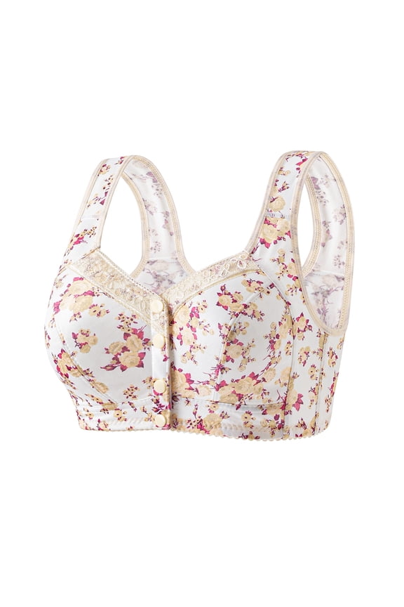 Front Closure Bras for Older Women Comfortable Button Plus Size No Underwire High Support Push Up Fashion Daily Older Bra Complexion 30