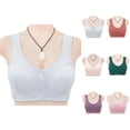 thumbnail image 1 of Front Closure Bras for Older Women Comfortable Lightweight Ribbed Plus Size Wireless Bralettes Everyday Bra, 1 of 5