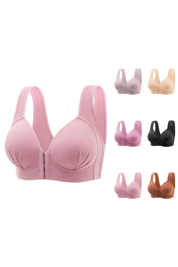 Front Closure Bras for Older Women Front Hook Wide Strap Push Up Lifting Bras for Sagging Breasts Everyday Bra