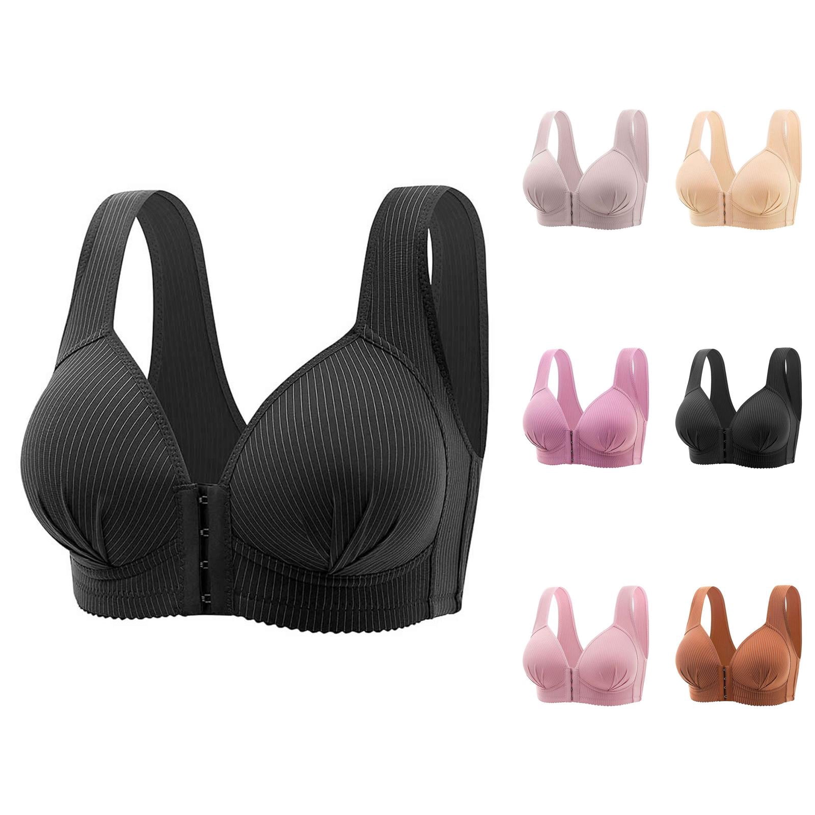 Front Closure Bras for Older Women Front Hook Wide Strap Push Up ...
