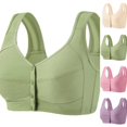 thumbnail image 1 of Front Closure Bras for Older Women No Underwire Comfortable Full Coverage Bra Wireless Wirefree Everyday Bras (Green), 1 of 7