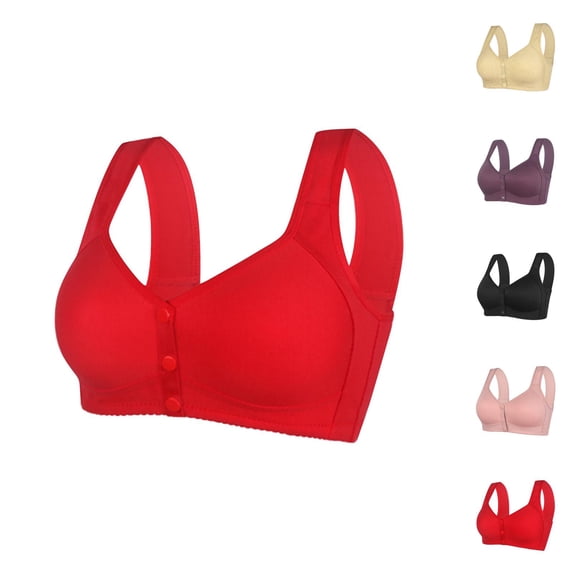 Front Closure Bras for Older Women Plus Size Comfortable Lightweight Wide Strap Seamless Wireless Push Up Bralettes