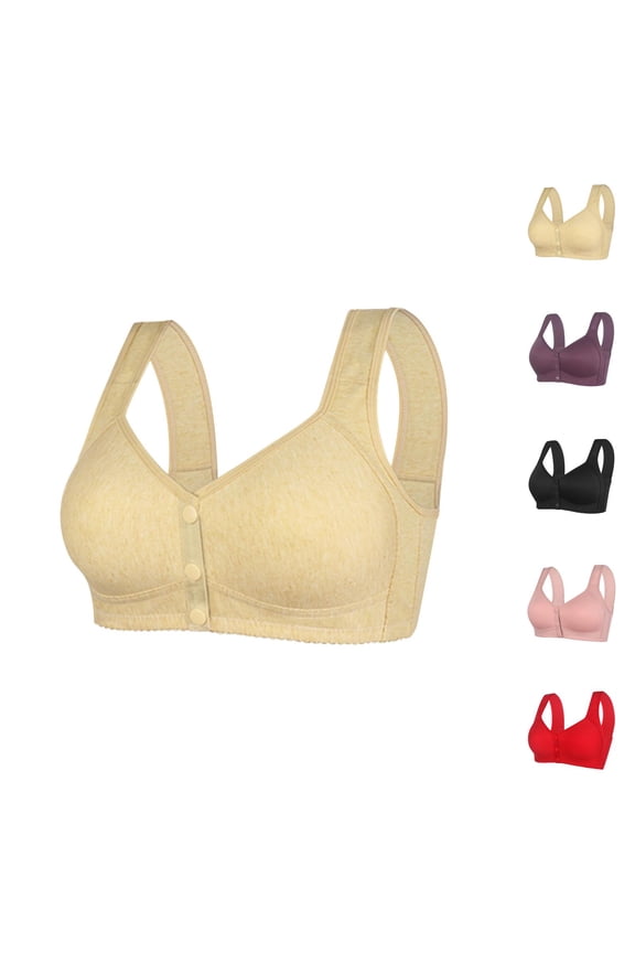 Front Closure Bras for Older Women Plus Size Comfortable Lightweight Wide Strap Seamless Wireless Push Up Bralettes
