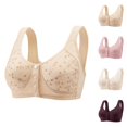 thumbnail image 1 of Front Closure Bras for Older Women Plus Size Floral Print Comfortable Wide Strap Wireless Bralettes Everyday Bra, 1 of 8