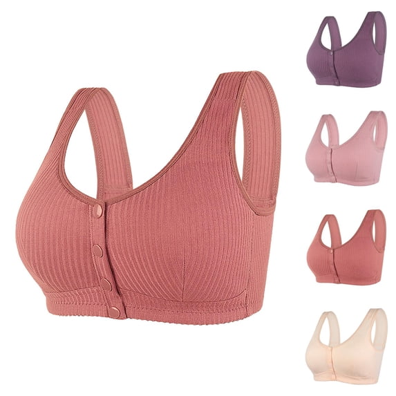 Front Closure Bras for Older Women Plus Size Lightweight Wide Strap Seamless Wireless Push Up Bralettes Nursing Bra