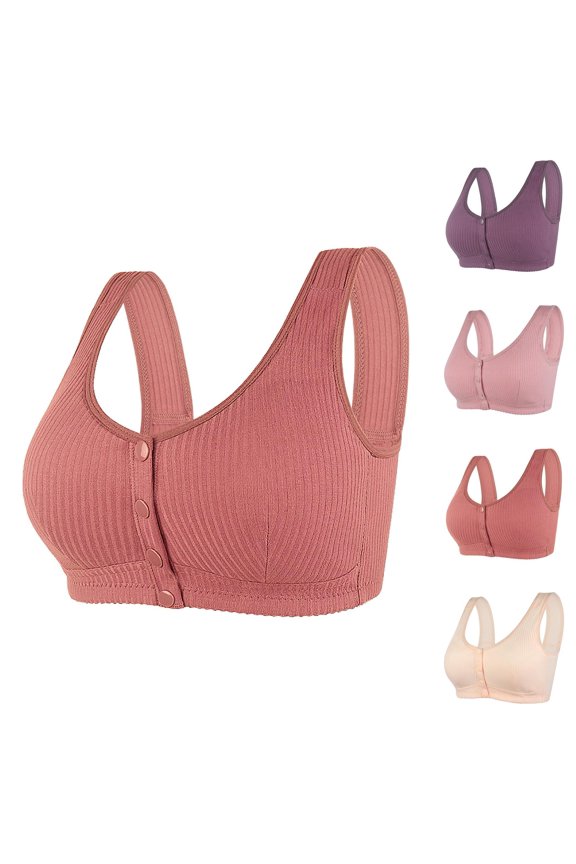 Front Closure Bras for Older Women Plus Size Lightweight Wide Strap Seamless Wireless Push Up Bralettes Nursing Bra