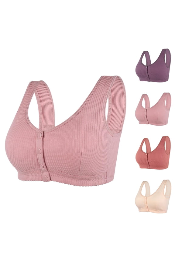 Front Closure Bras for Older Women Plus Size Lightweight Wide Strap Seamless Wireless Push Up Bralettes Nursing Bra