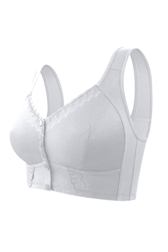 Front Closure Bras for Older Women - Zipper Up Soft Wireless Bra, Full Coverage No Underwire, Breathable Comfortable Bralette for Seniors
