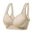 thumbnail image 1 of Front Closure Bras for Seniors Women Lightly Lined Bra Feature V-Neck Push-up Bra Style W-1526 Hook and Eye Closure Comfort Bras Beige L, 1 of 3