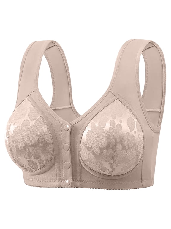 Front Closure Bras for Women 2025 Snap Style - Daisy Bra No Underwire, Full Coverage Plus Size Cotton, Breathable Push Up Comfortable Bra for Seniors