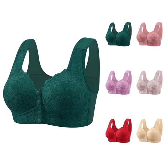 Front Closure Bras for Women Comfortable Breathable Molded Cup Jacquard Side Support Everyday Bra