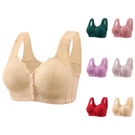 Front Closure Bras for Women Comfortable Breathable Molded Cup Jacquard Side Support Everyday Bra